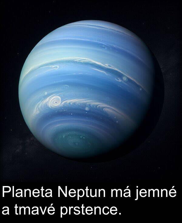 prstence: Planeta Neptun má jemné a tmavé prstence.
