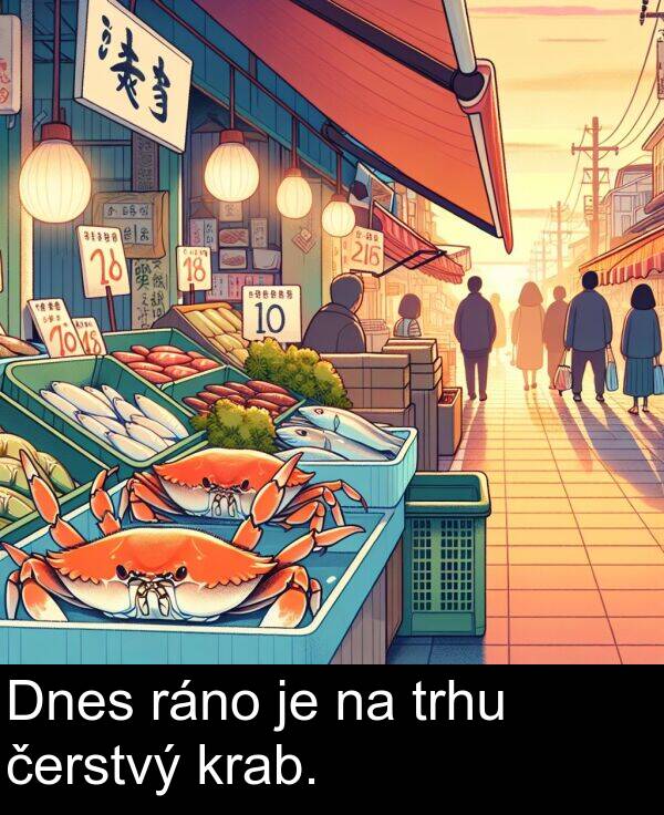 ráno: Dnes ráno je na trhu čerstvý krab.