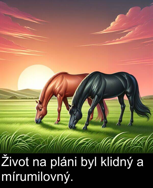 byl: Život na pláni byl klidný a mírumilovný.