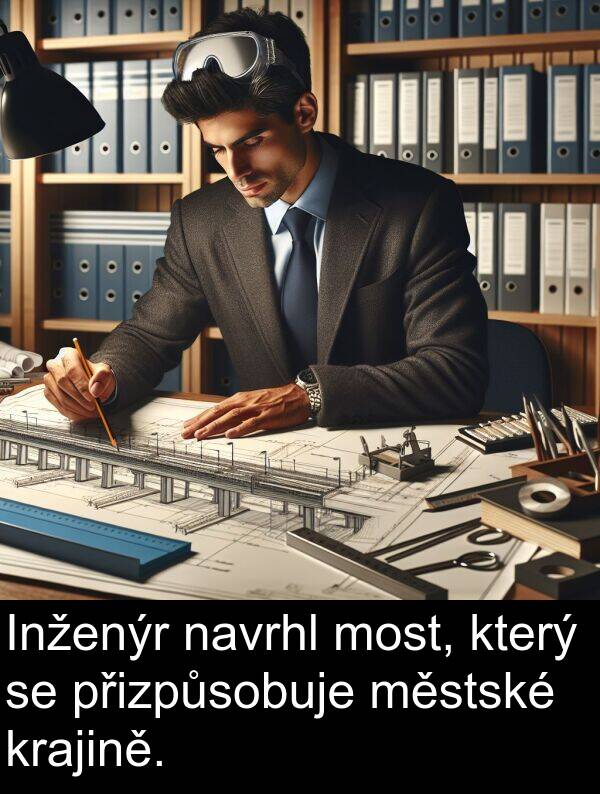navrhl: Inženýr navrhl most, který se přizpůsobuje městské krajině.