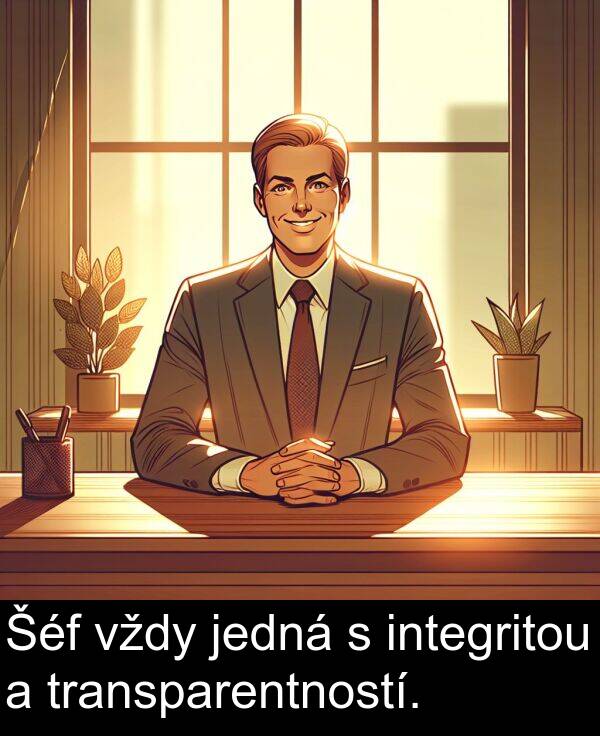 vždy: Šéf vždy jedná s integritou a transparentností.