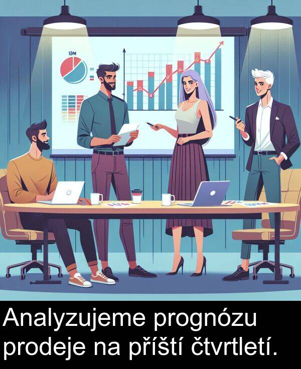 prognózu: Analyzujeme prognózu prodeje na příští čtvrtletí.