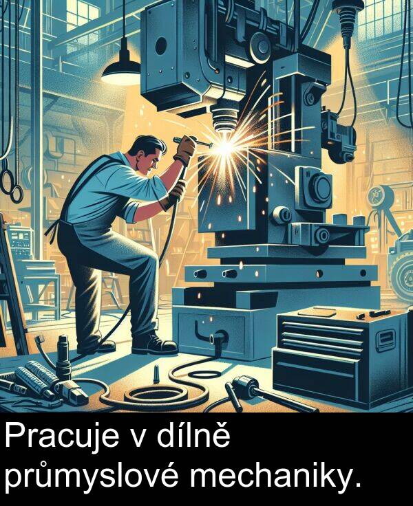 mechaniky: Pracuje v dílně průmyslové mechaniky.