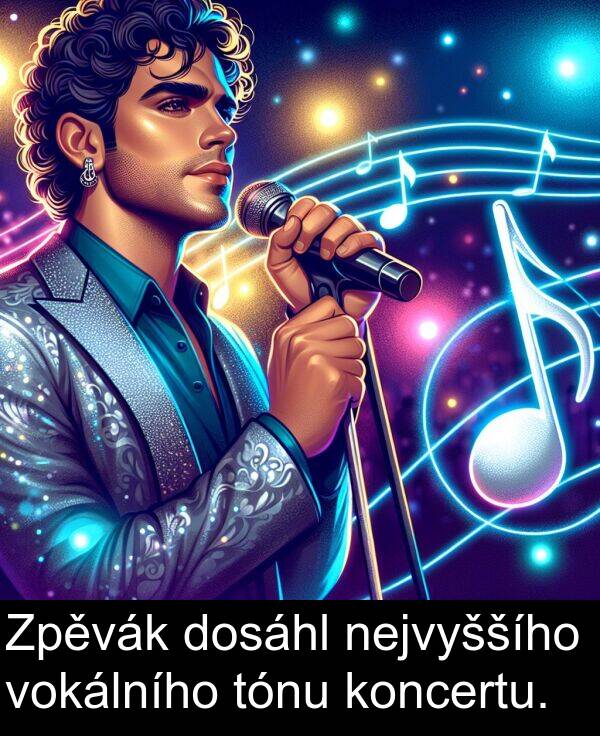 vokálního: Zpěvák dosáhl nejvyššího vokálního tónu koncertu.