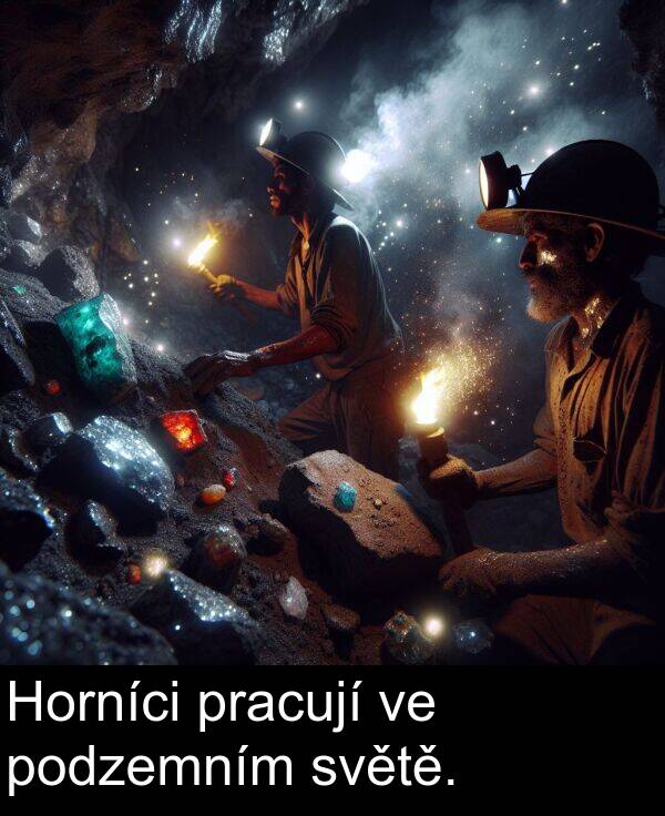 podzemním: Horníci pracují ve podzemním světě.