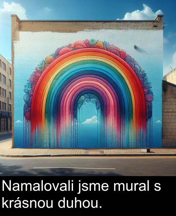jsme: Namalovali jsme mural s krásnou duhou.