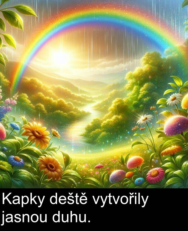 jasnou: Kapky deště vytvořily jasnou duhu.