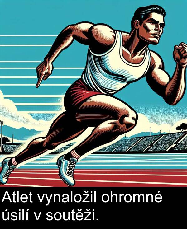 úsilí: Atlet vynaložil ohromné úsilí v soutěži.