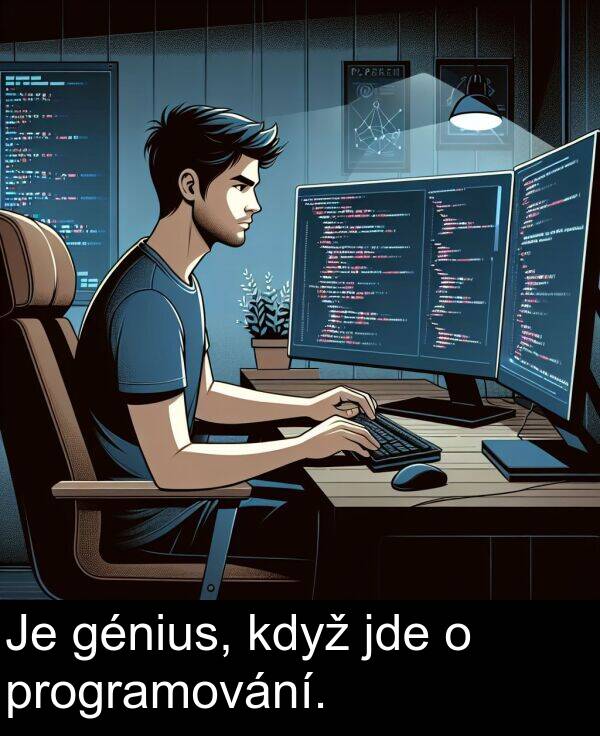 génius: Je génius, když jde o programování.