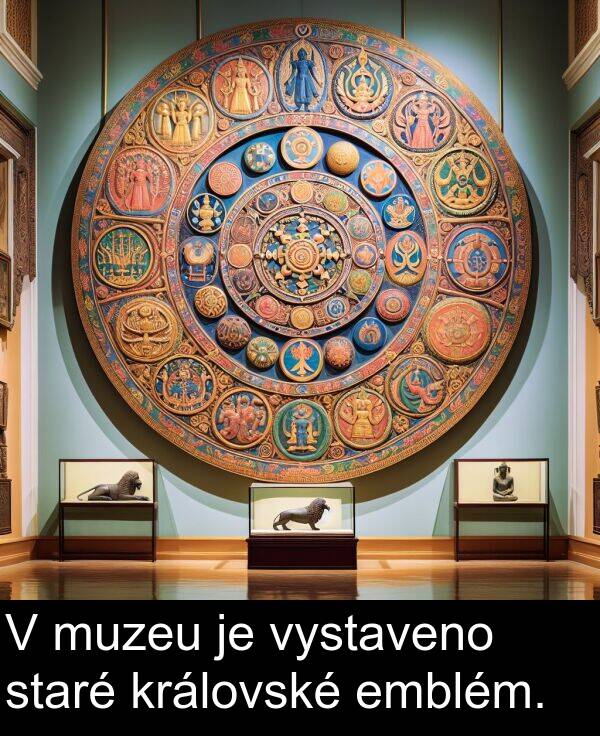 emblém: V muzeu je vystaveno staré královské emblém.
