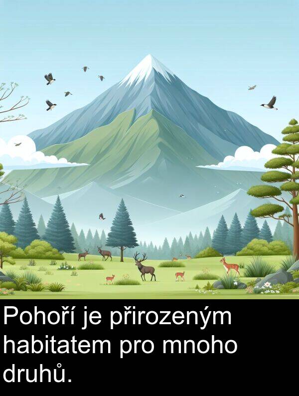 habitatem: Pohoří je přirozeným habitatem pro mnoho druhů.