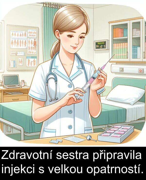 připravila: Zdravotní sestra připravila injekci s velkou opatrností.