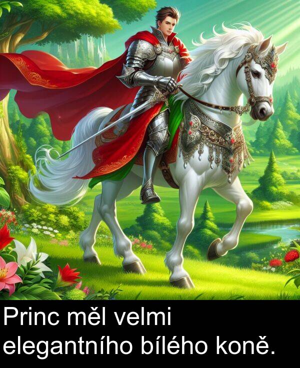 elegantního: Princ měl velmi elegantního bílého koně.