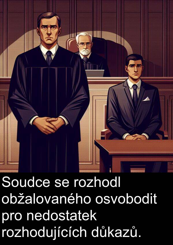 nedostatek: Soudce se rozhodl obžalovaného osvobodit pro nedostatek rozhodujících důkazů.