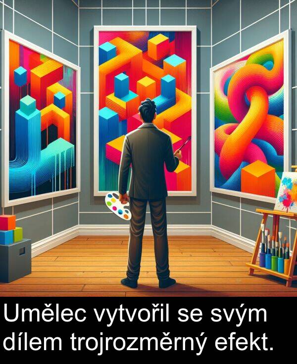 svým: Umělec vytvořil se svým dílem trojrozměrný efekt.
