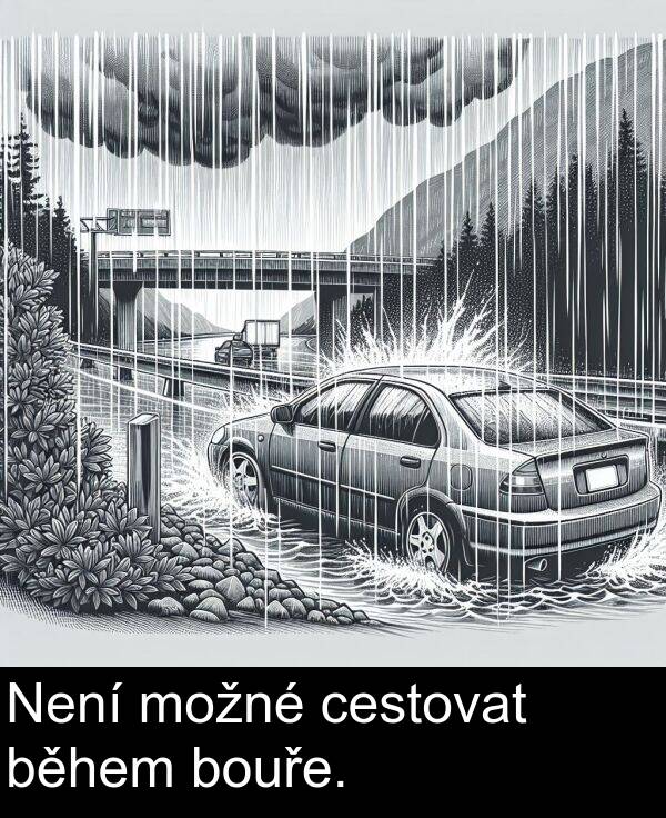 cestovat: Není možné cestovat během bouře.