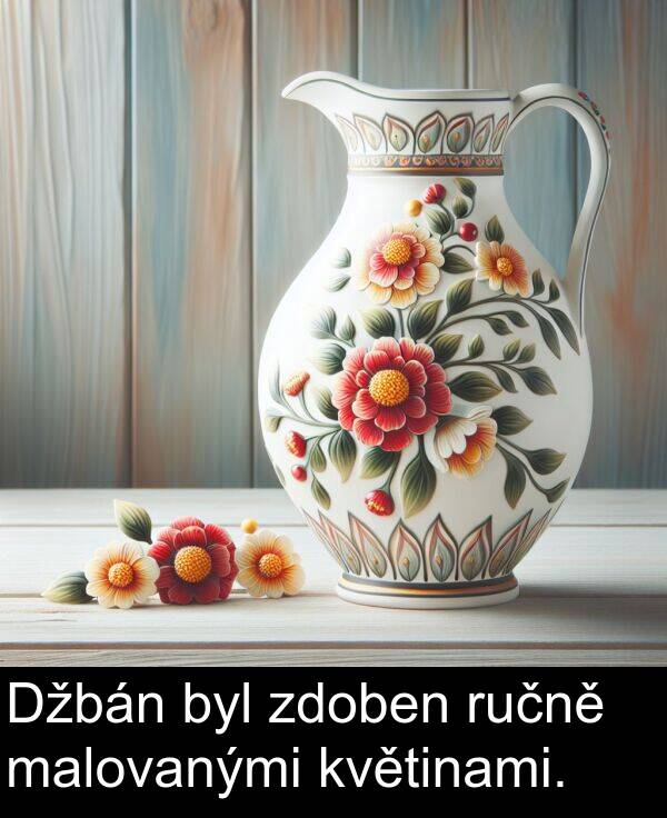 malovanými: Džbán byl zdoben ručně malovanými květinami.