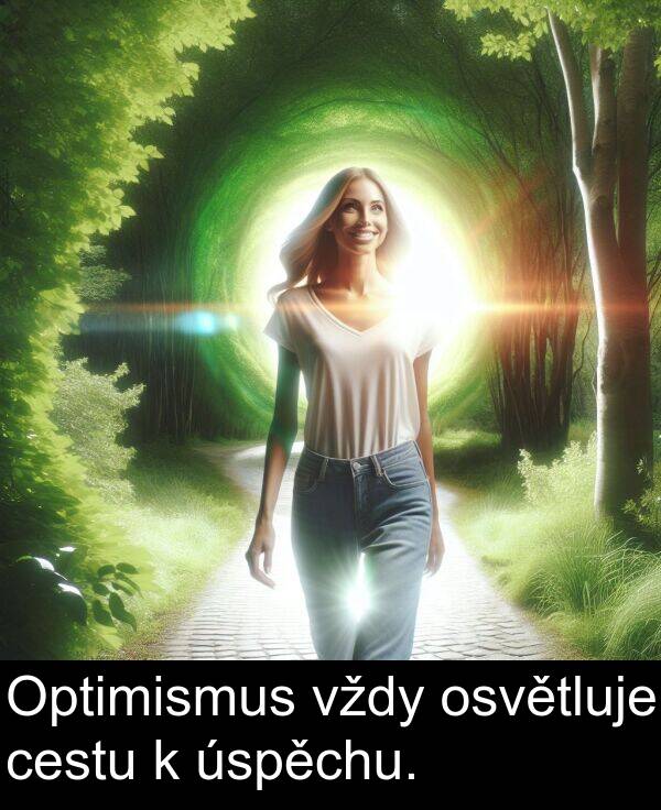 cestu: Optimismus vždy osvětluje cestu k úspěchu.