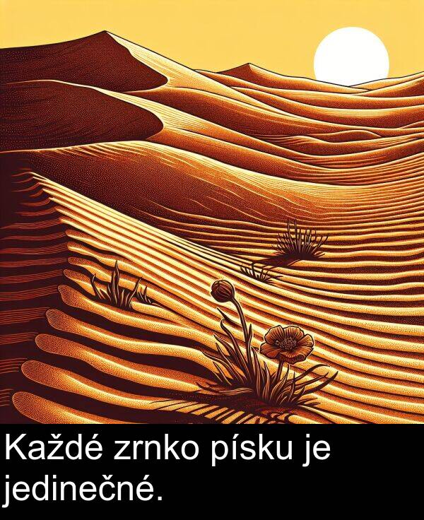 zrnko: Každé zrnko písku je jedinečné.