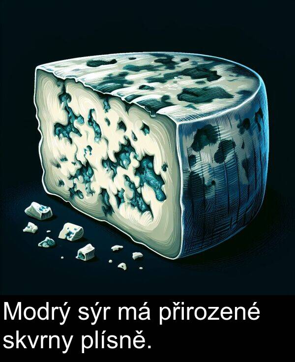 přirozené: Modrý sýr má přirozené skvrny plísně.