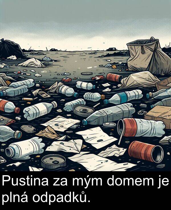 plná: Pustina za mým domem je plná odpadků.