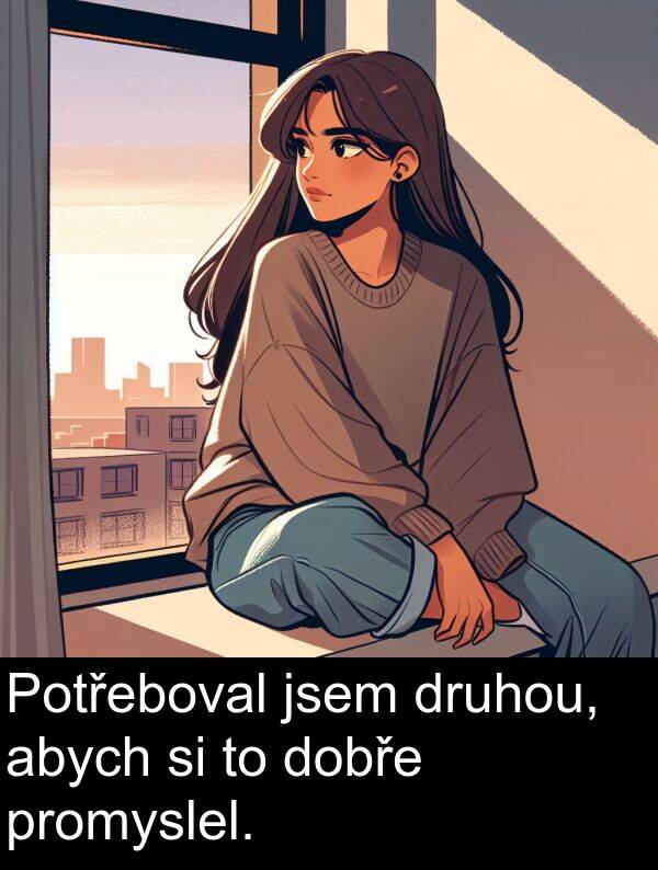 abych: Potřeboval jsem druhou, abych si to dobře promyslel.