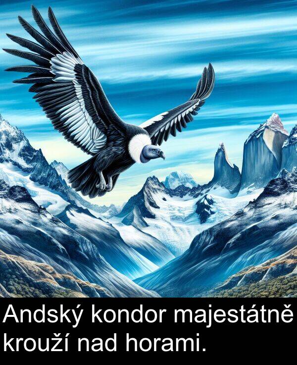 nad: Andský kondor majestátně krouží nad horami.