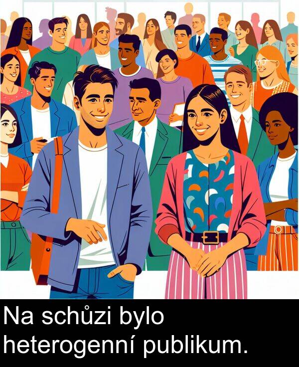 heterogenní: Na schůzi bylo heterogenní publikum.