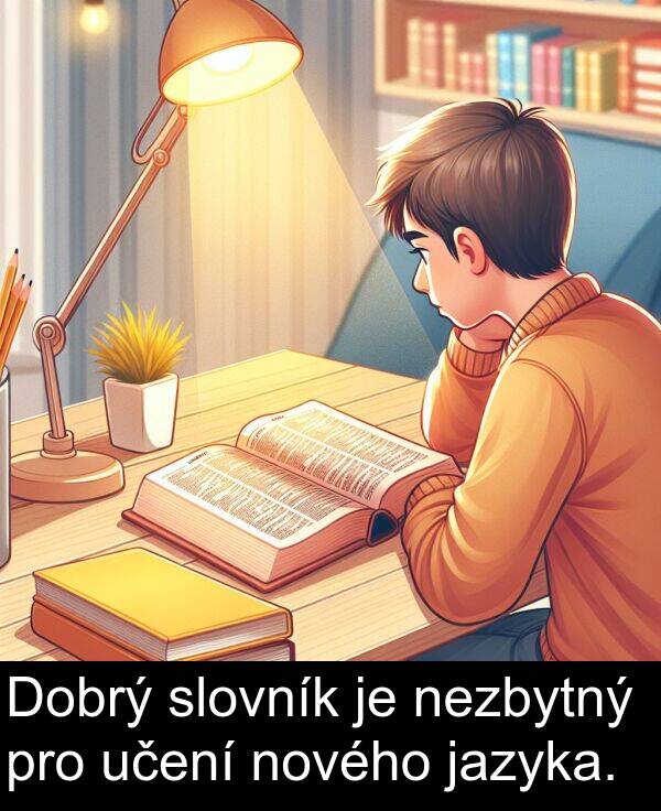 učení: Dobrý slovník je nezbytný pro učení nového jazyka.