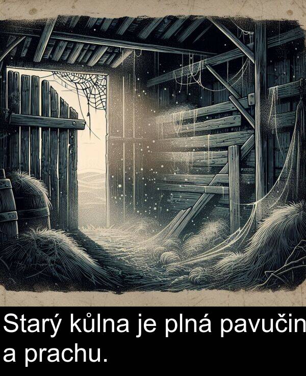 pavučin: Starý kůlna je plná pavučin a prachu.