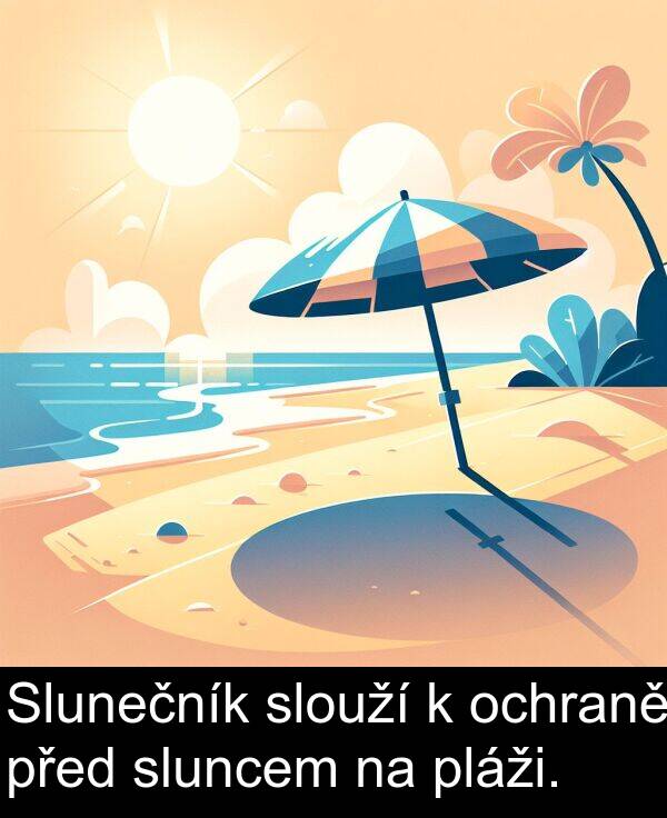 pláži: Slunečník slouží k ochraně před sluncem na pláži.