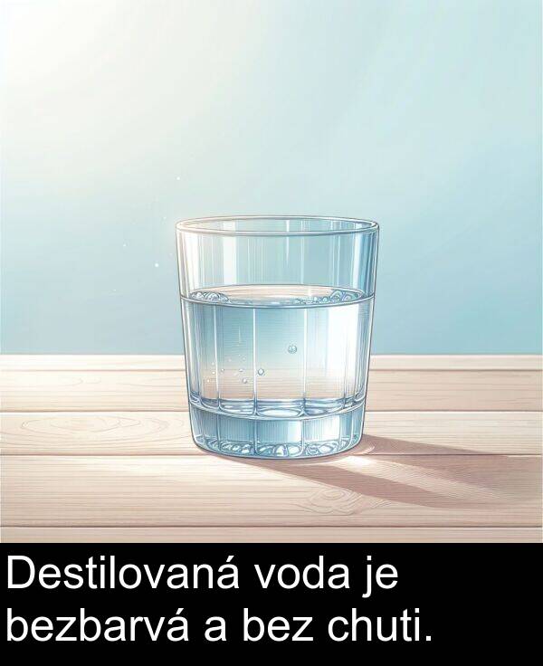 chuti: Destilovaná voda je bezbarvá a bez chuti.