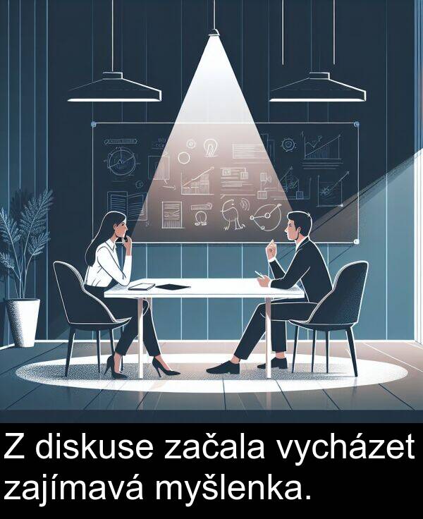 začala: Z diskuse začala vycházet zajímavá myšlenka.