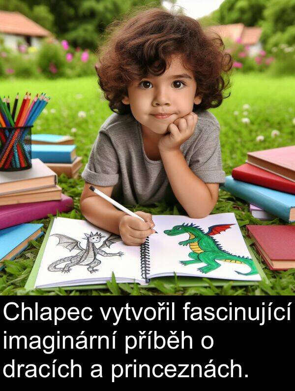 fascinující: Chlapec vytvořil fascinující imaginární příběh o dracích a princeznách.