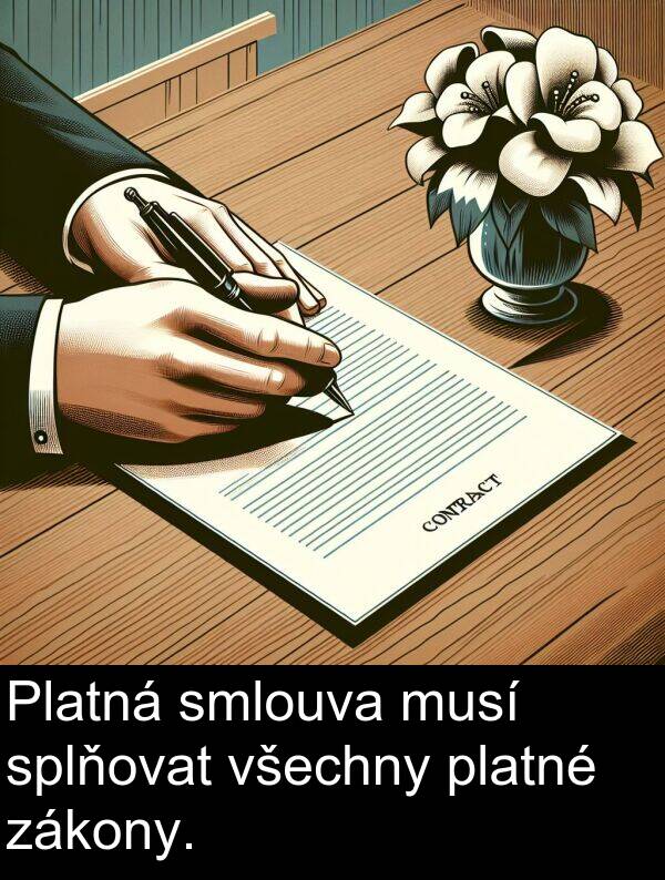 platné: Platná smlouva musí splňovat všechny platné zákony.
