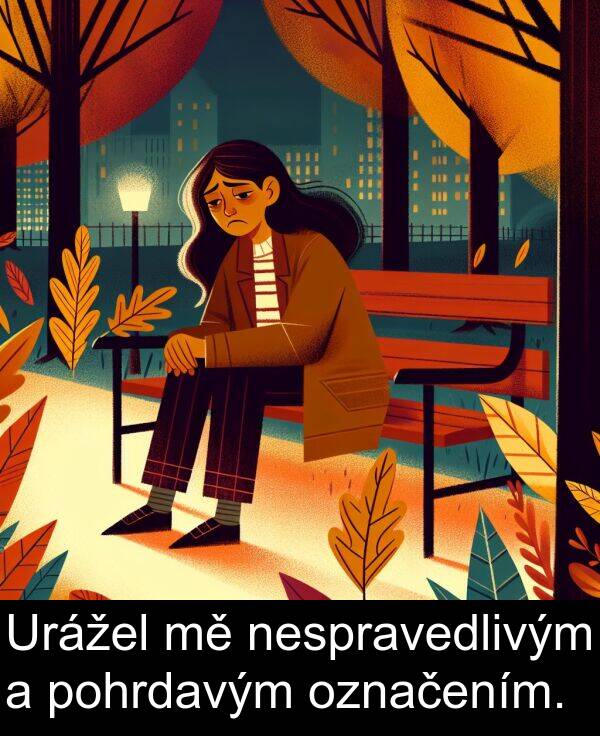 nespravedlivým: Urážel mě nespravedlivým a pohrdavým označením.
