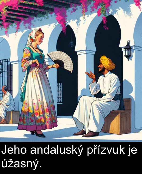 andaluský: Jeho andaluský přízvuk je úžasný.