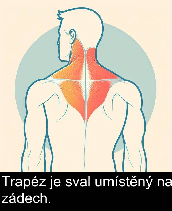zádech: Trapéz je sval umístěný na zádech.