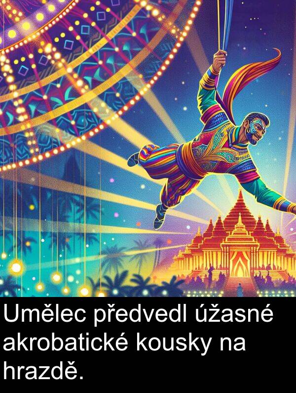 akrobatické: Umělec předvedl úžasné akrobatické kousky na hrazdě.