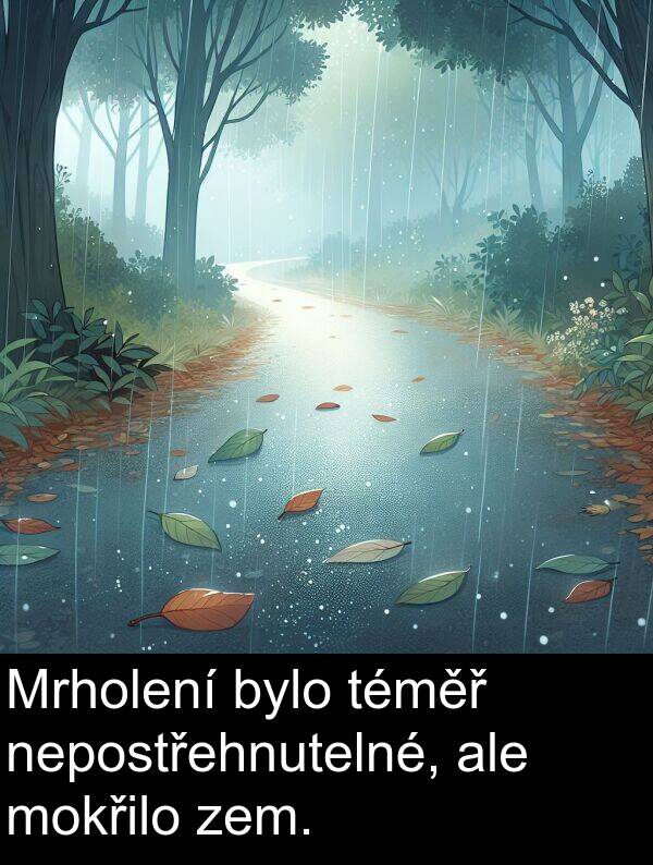 ale: Mrholení bylo téměř nepostřehnutelné, ale mokřilo zem.