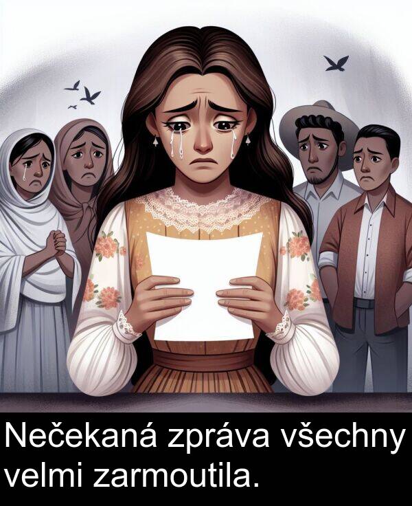 zpráva: Nečekaná zpráva všechny velmi zarmoutila.
