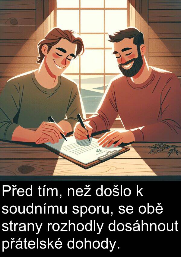 obě: Před tím, než došlo k soudnímu sporu, se obě strany rozhodly dosáhnout přátelské dohody.