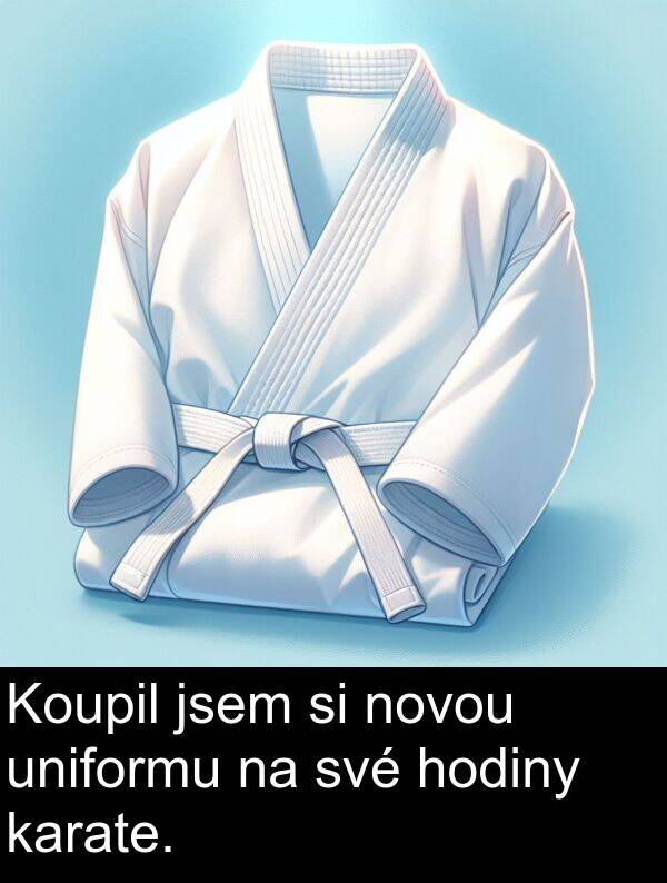 karate: Koupil jsem si novou uniformu na své hodiny karate.