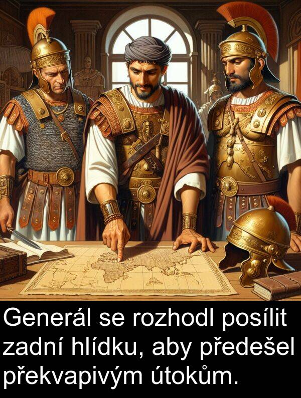 zadní: Generál se rozhodl posílit zadní hlídku, aby předešel překvapivým útokům.