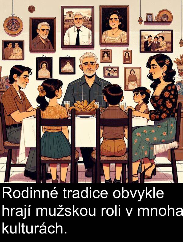 tradice: Rodinné tradice obvykle hrají mužskou roli v mnoha kulturách.