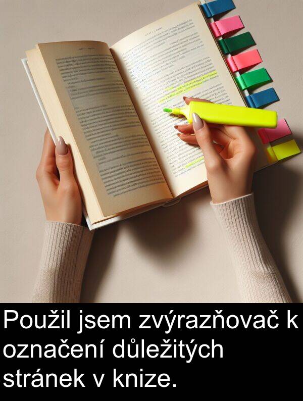 stránek: Použil jsem zvýrazňovač k označení důležitých stránek v knize.