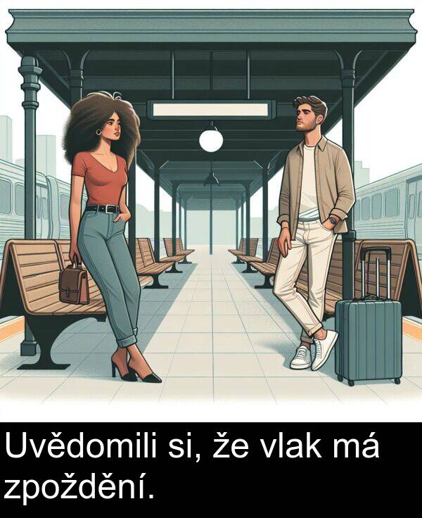 si: Uvědomili si, že vlak má zpoždění.