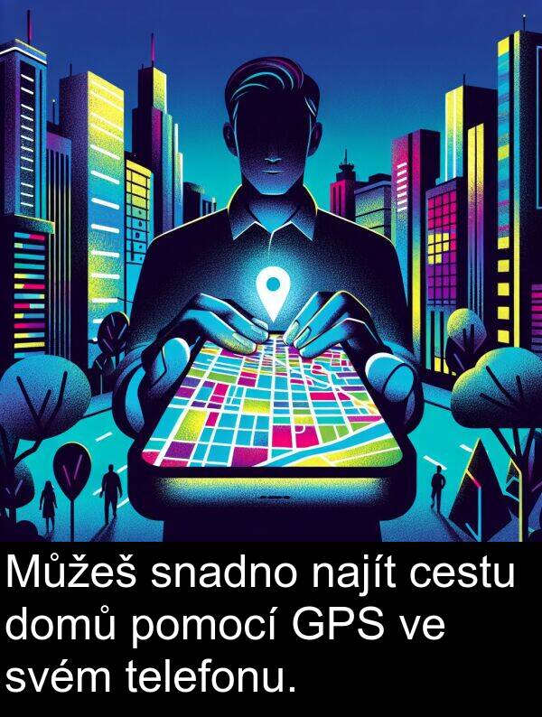 cestu: Můžeš snadno najít cestu domů pomocí GPS ve svém telefonu.
