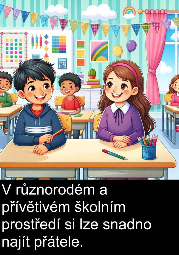 školním: V různorodém a přívětivém školním prostředí si lze snadno najít přátele.