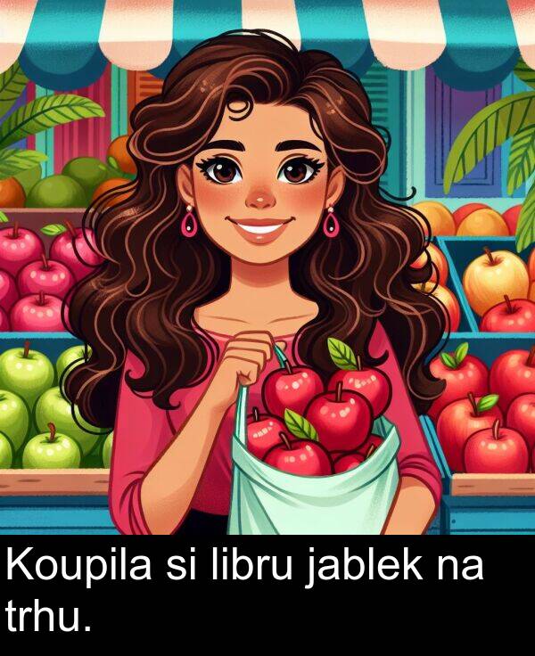 jablek: Koupila si libru jablek na trhu.